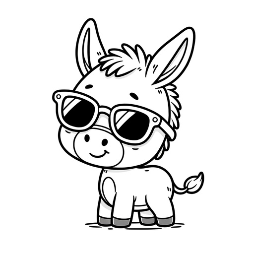 Donkey in Sunglasses Coloring Page