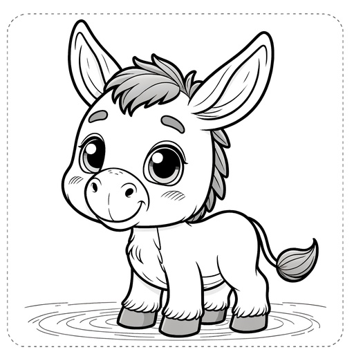 Cute Donkey Coloring Page