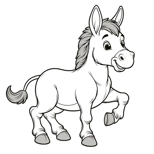 Action Donkey Coloring Page