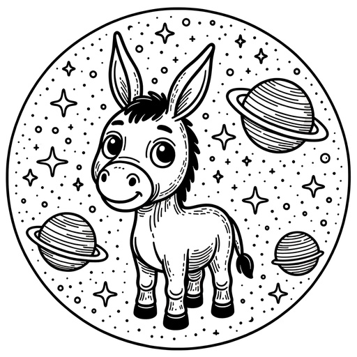 Space Donkey Coloring Page