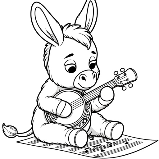 Musical Donkey Coloring Page
