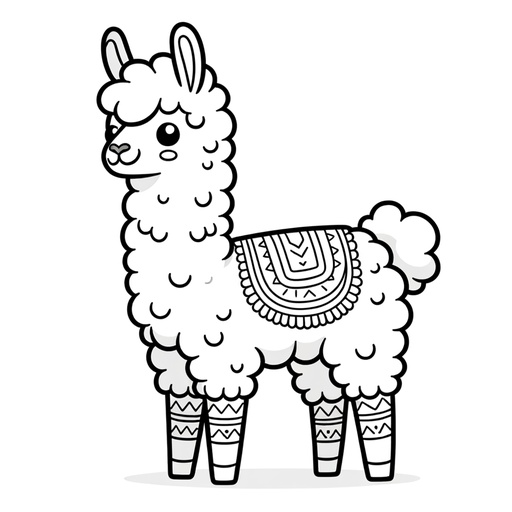 Simple Llama Coloring Page