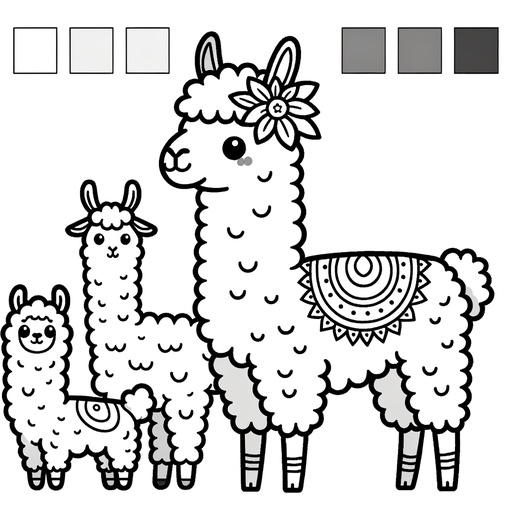 Llama with Mountain Friends Coloring Page