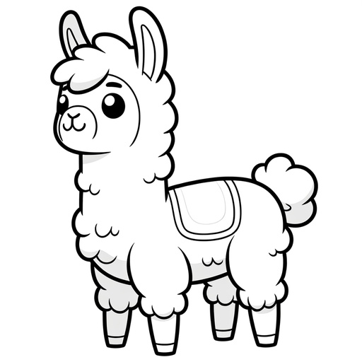 Cartoon Llama Coloring Page