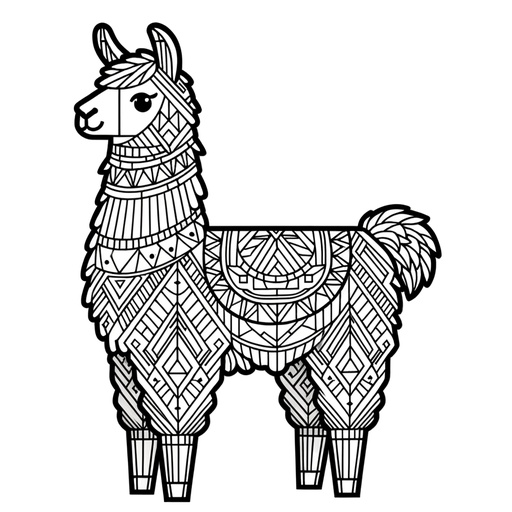 Geometric Llama Coloring Page