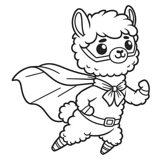 Superhero Alpaca Coloring Page