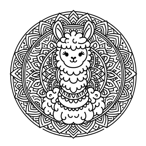Mandala Alpaca Coloring Page
