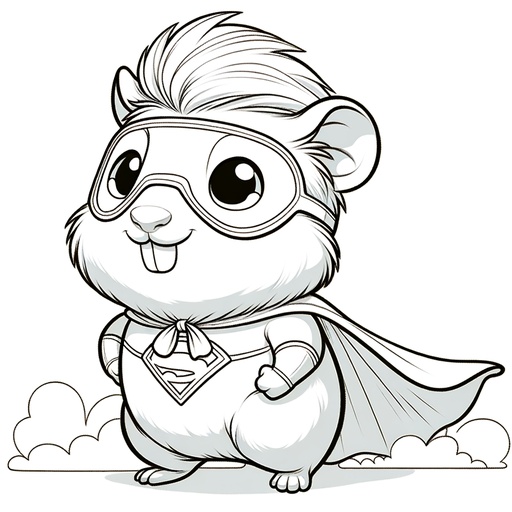 Superhero Guinea Pig Coloring Page