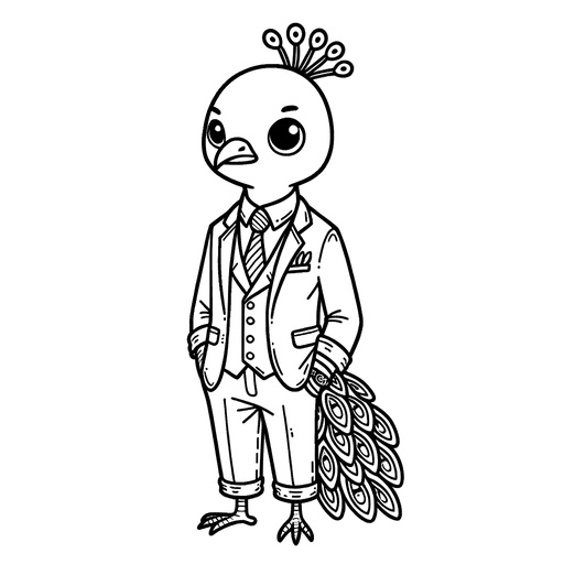 Peacock in a Suit Coloring Page