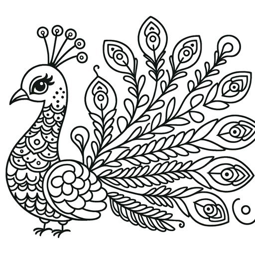 Cartoon Peacock Coloring Page- 4 Free Printable Pages