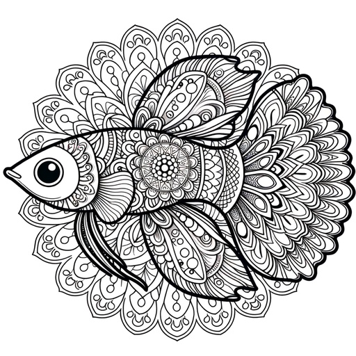 Mandala Guppy Coloring Page