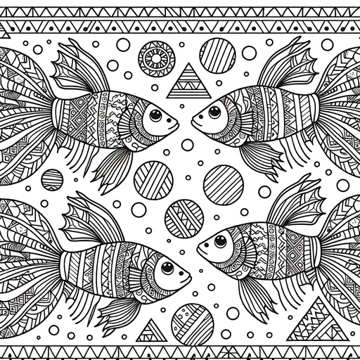 Geometric Guppy Coloring Page