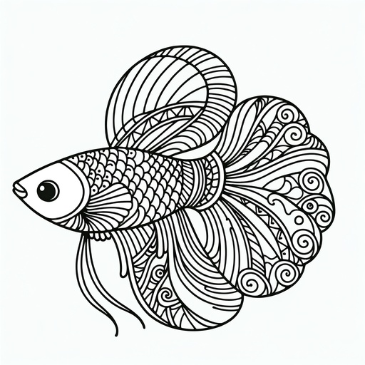 Zentangle Guppy Coloring Page- 4 Free Printable Pages