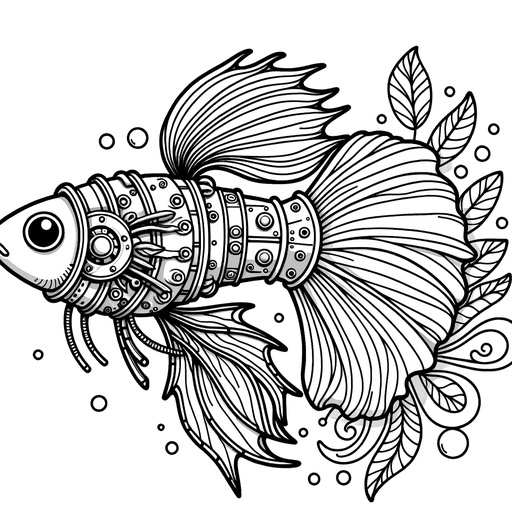 Steampunk Guppy Coloring Page