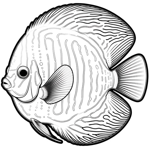 Realistic Discus Fish Coloring Page