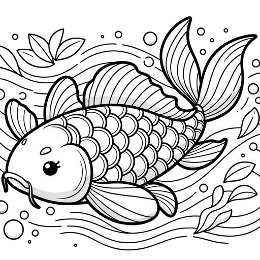 Cute Koi Carp Coloring Page