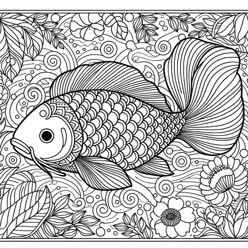 Mindful Koi Carp Coloring Page