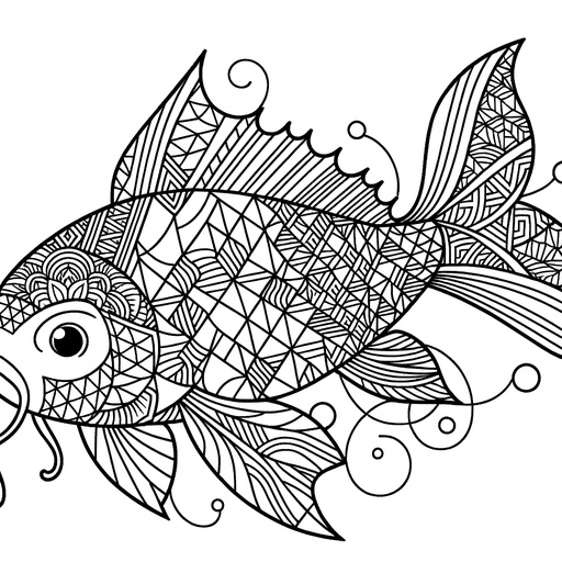 Geometric Koi Carp Coloring Page