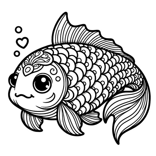 Cute Mirror Carp Coloring Page