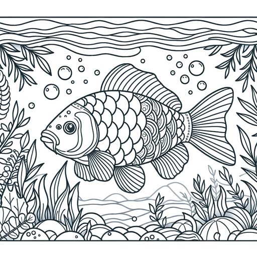 Underwater Mirror Carp Coloring Page