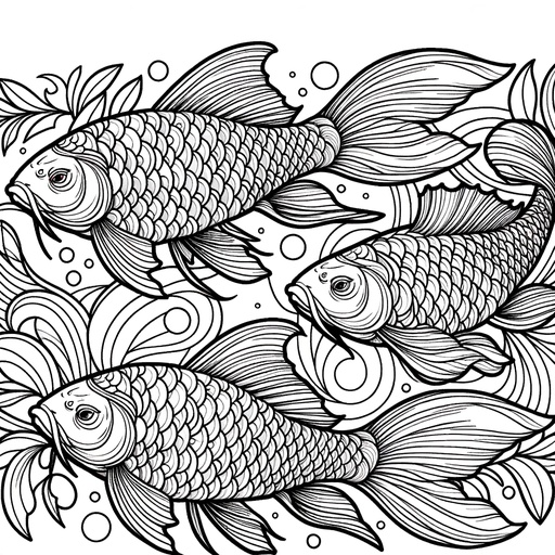 Mirror Carp in Suits Coloring Page