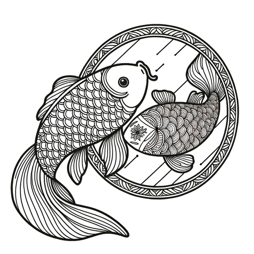 Mindful Mirror Carp Coloring Page