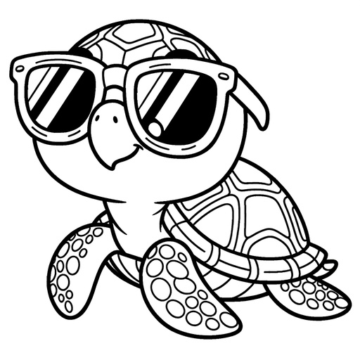 Turtle in Sunglasses Coloring Page