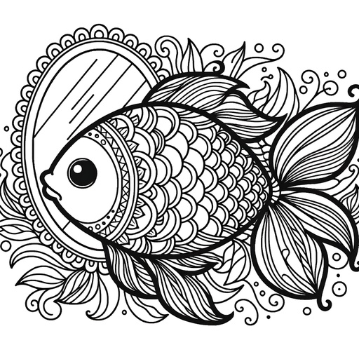 Zentangle Mirror Carp Coloring Page