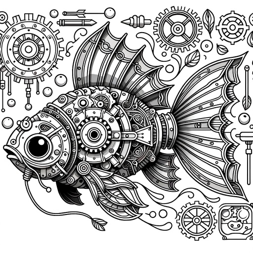 Steampunk Mirror Carp Coloring Page