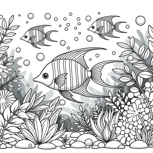 Underwater Swordtail Fish Coloring Page