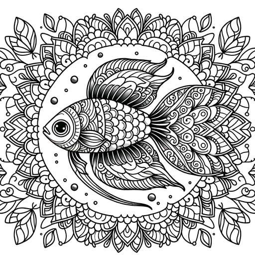 Mandala Swordtail Fish Coloring Page