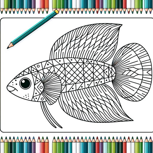 Mindful Swordtail Fish Coloring Page