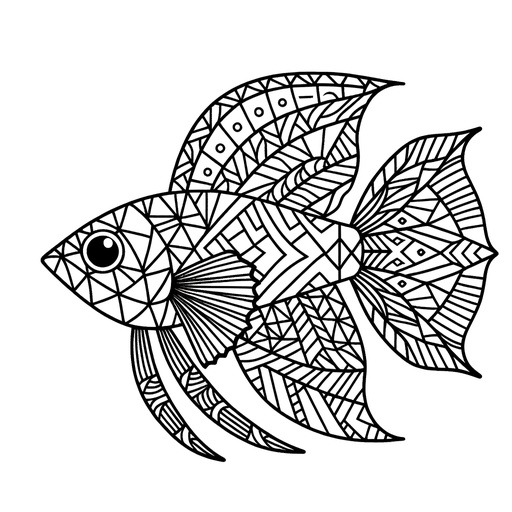 Geometric Swordtail Fish Coloring Page