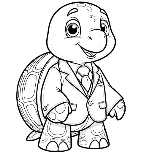 Turtle in a Suit Coloring Page