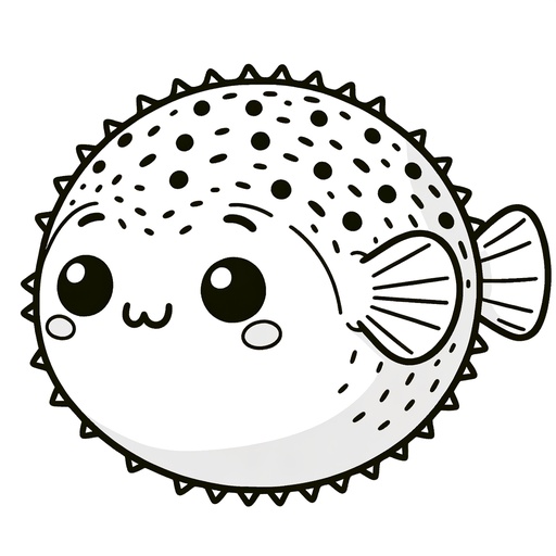 Cute Puffer Fish Coloring Page