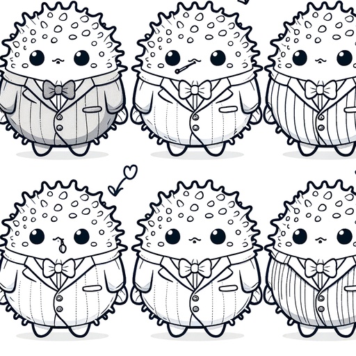 Puffer Fish in Suits Coloring Page