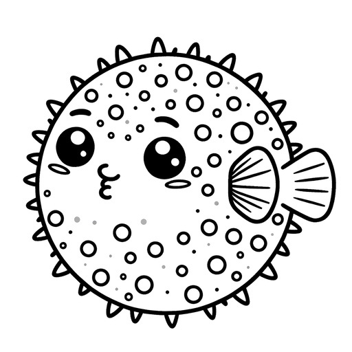 Realistic Puffer Fish Coloring Page