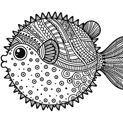 Zentangle Puffer Fish Coloring Page