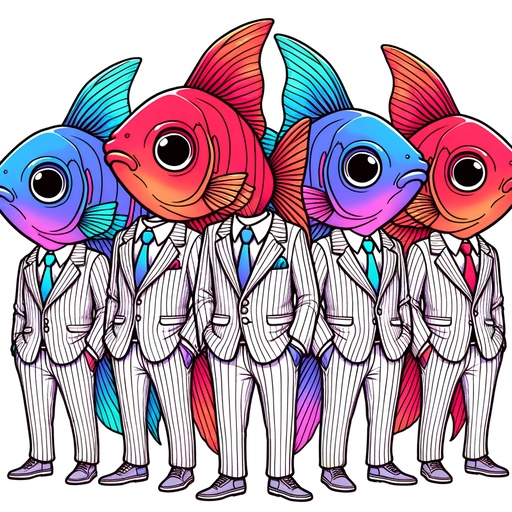 Neon Tetra Fish in Suits Coloring Page