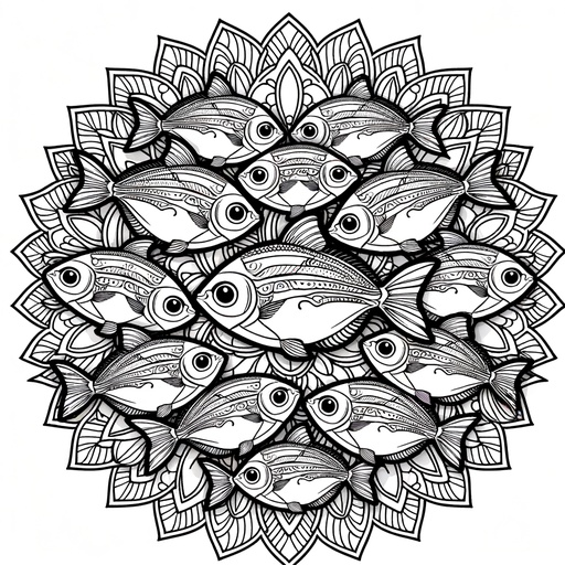 Mandala Neon Tetra Coloring Page