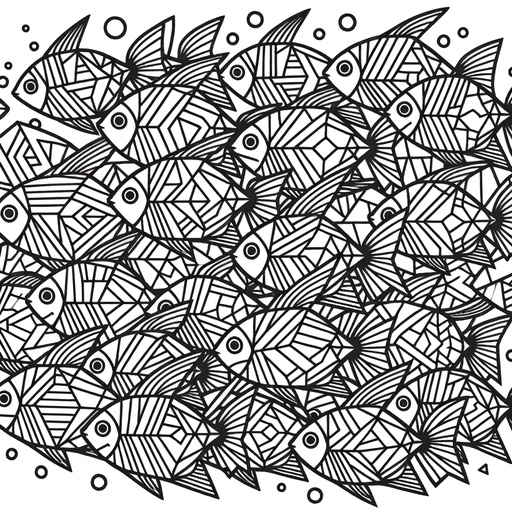 Geometric Neon Tetra Coloring Page