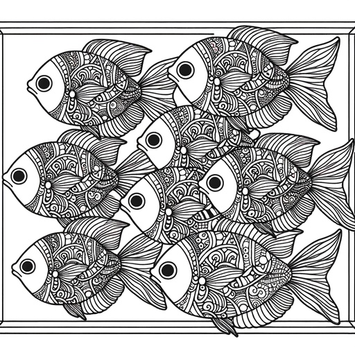 Zentangle Neon Tetra Coloring Page