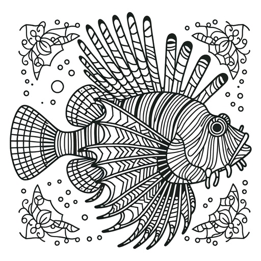 Mandala Lionfish Coloring Page