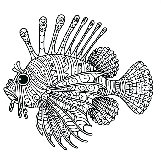 Mindful Lionfish Coloring Page