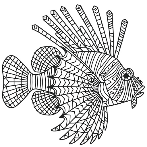 Geometric Lionfish Coloring Page