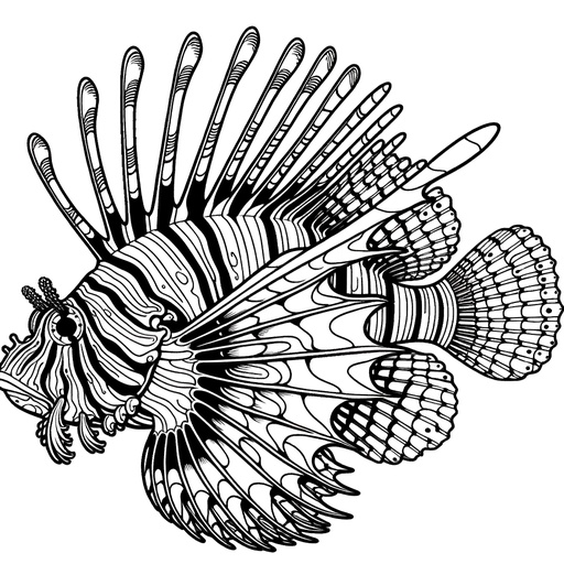 Realistic Lionfish Coloring Page