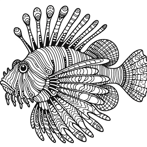 Zentangle Lionfish Coloring Page