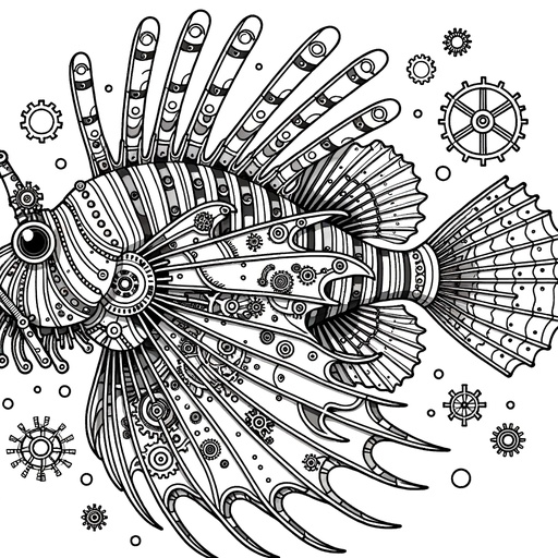 Steampunk Lionfish Coloring Page