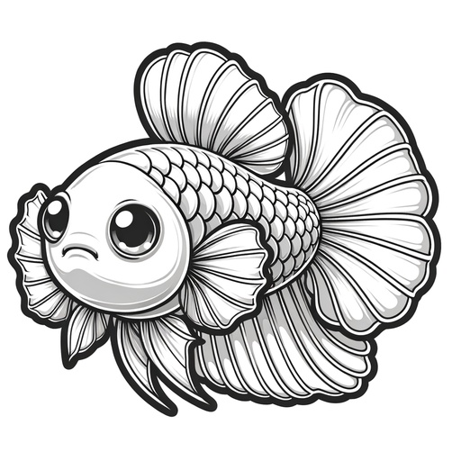 Cute Siamese Fighting Fish Coloring Page