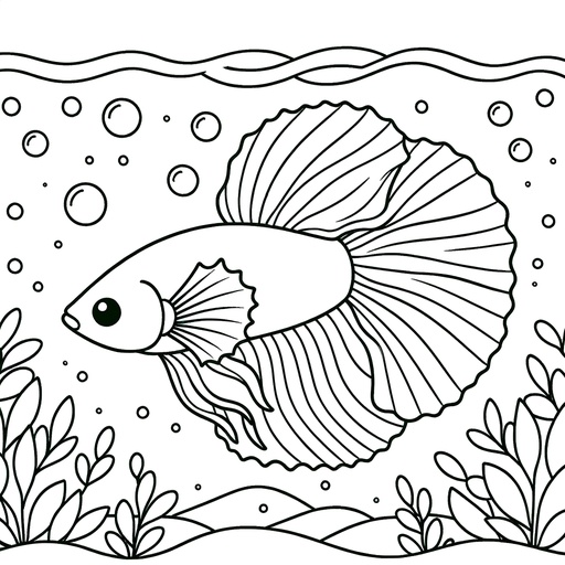 Underwater Siamese Fighting Fish Coloring Page- 4 Free Printable Pages